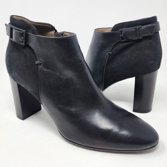 Aquatalia vera gomma women - Gem Aquatalia Booties Women 10 Verona Black Suede & Leather Block Waterproof Zip